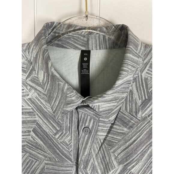 Lululemon Men's Airing Easy Short-Sleeve Shirt in Gray Pattern Size‎ XXL - Picture 6 of 7